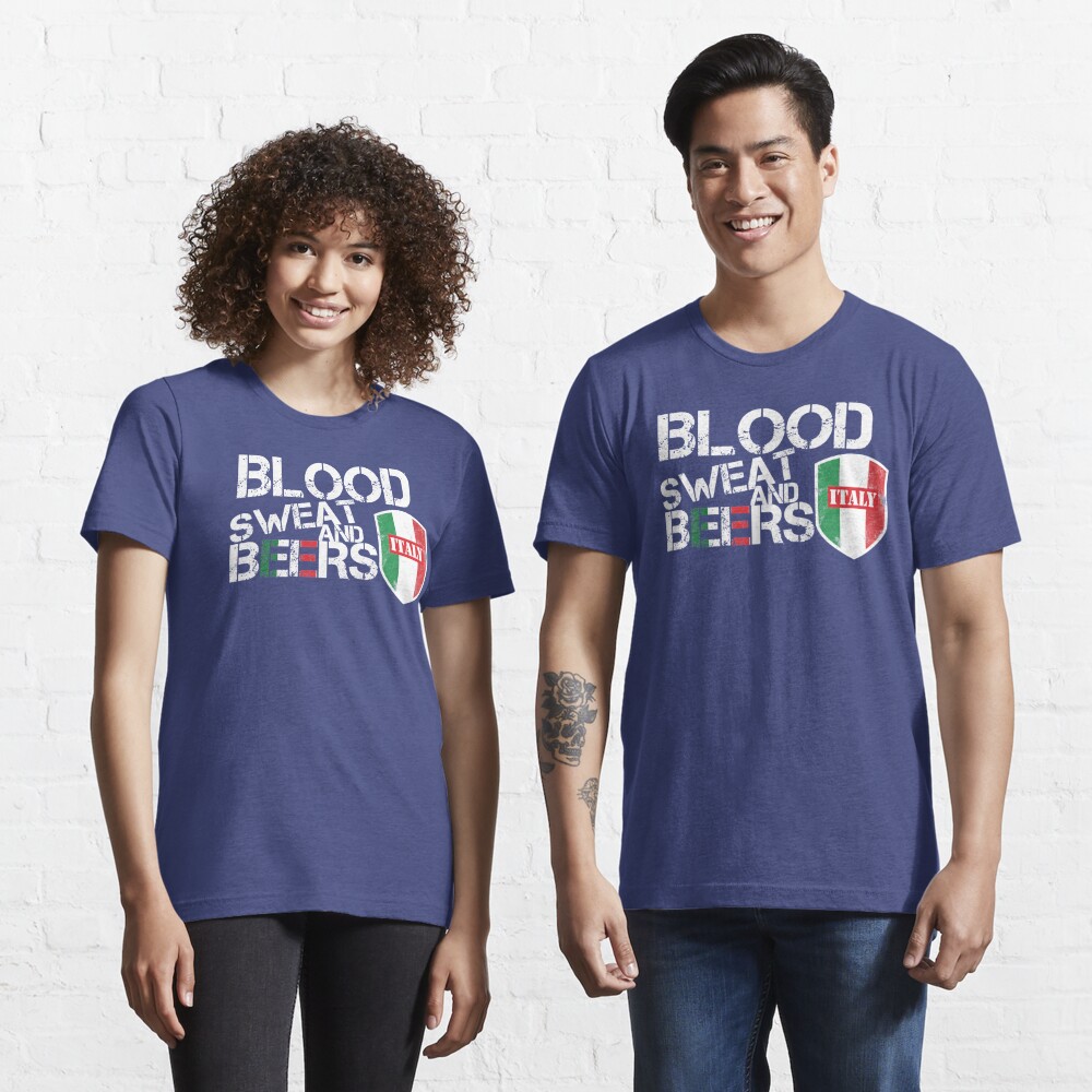 Blood Sweat Beers Italy Flag Rugby Six Nations Essential T-Shirt