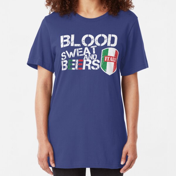 Blood Sweat Beers Italy Flag Rugby Six Nations Slim Fit T-Shirt