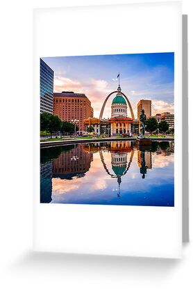 &quot;Saint Louis Gateway Arch Colorful Reflections - Square Edition&quot; Greeting Card by enjoysshooting ...