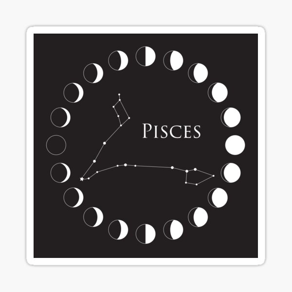Pisces Zodiac Sign with Moon Phases Sticker
