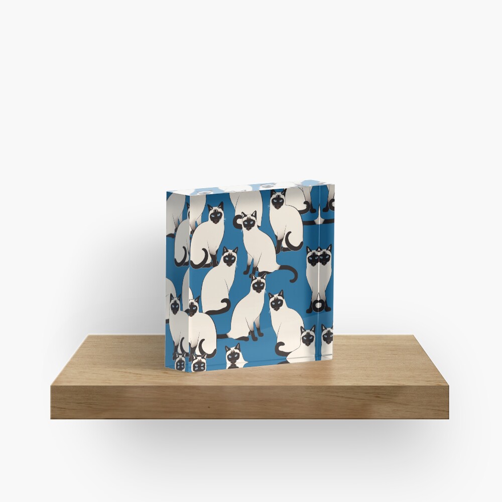Siamese Cats on dark blue Acrylic Block