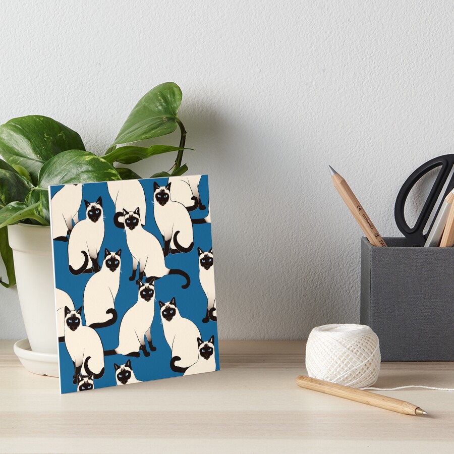Siamese Cats on dark blue Art Board Print