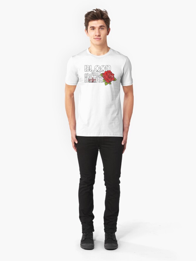 Alternate view of Blood Sweat Beers England Flag Rugby Six Nations Slim Fit T-Shirt