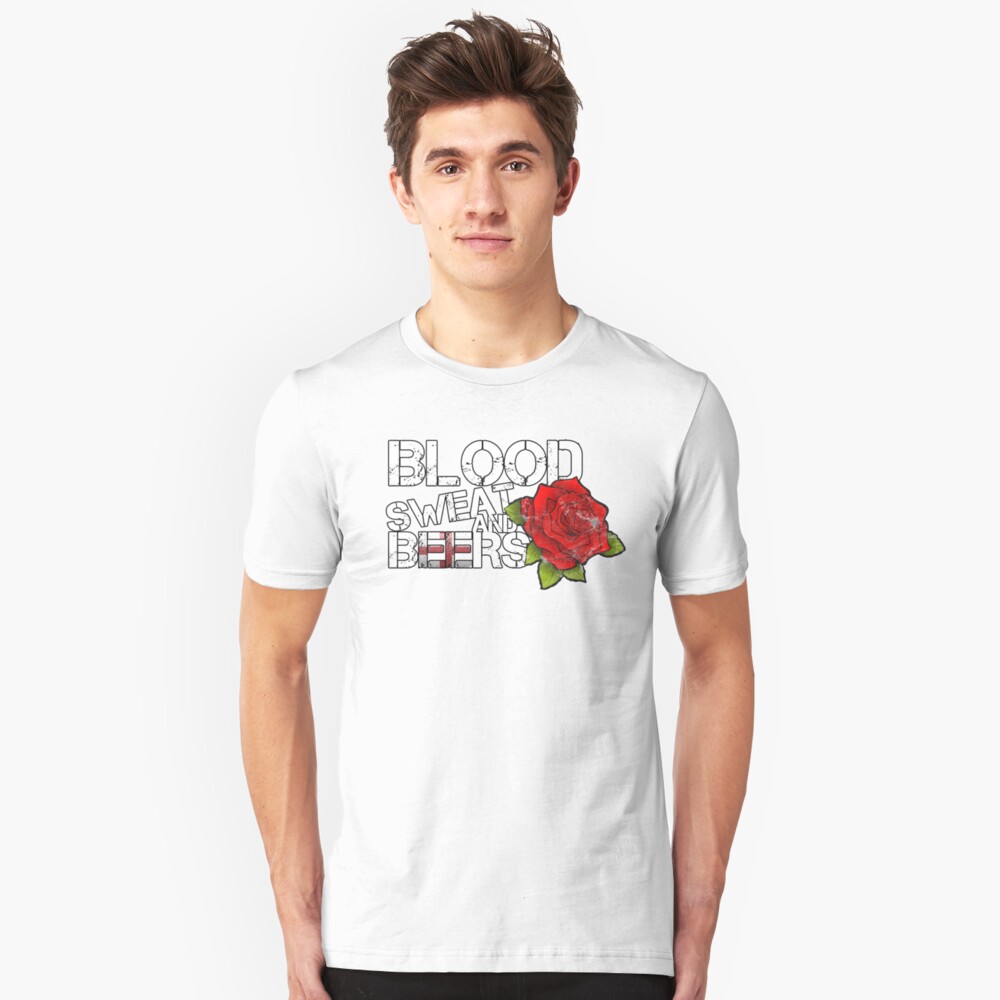 Blood Sweat Beers England Flag Rugby Six Nations Slim Fit T-Shirt