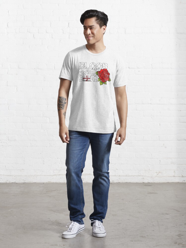 Alternate view of Blood Sweat Beers England Flag Rugby Six Nations Essential T-Shirt