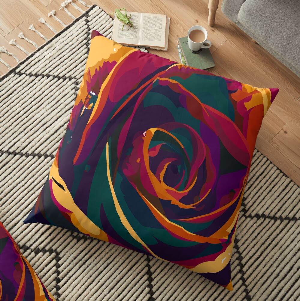 Rainbow rose Floor Pillow