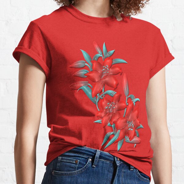 Red Lily Flower Graphic Design Classic T-Shirt