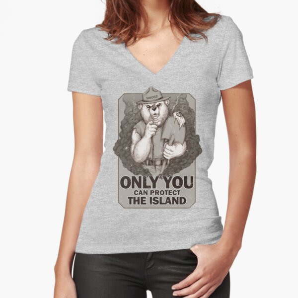 Smoke The Lost Bear Fitted V-Neck T-Shirt