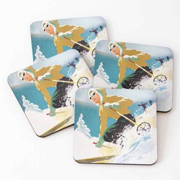 Item preview, Vintage ski poster, woman skiing in Quebec designed and sold by Glimmersmith.
