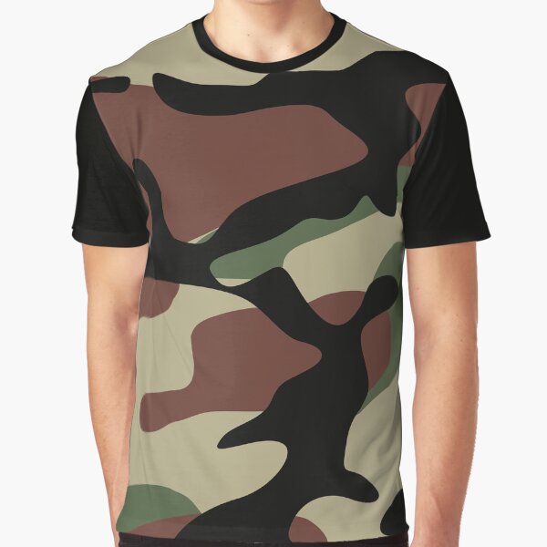 Military Camouflage Pattern Graphic T-Shirt