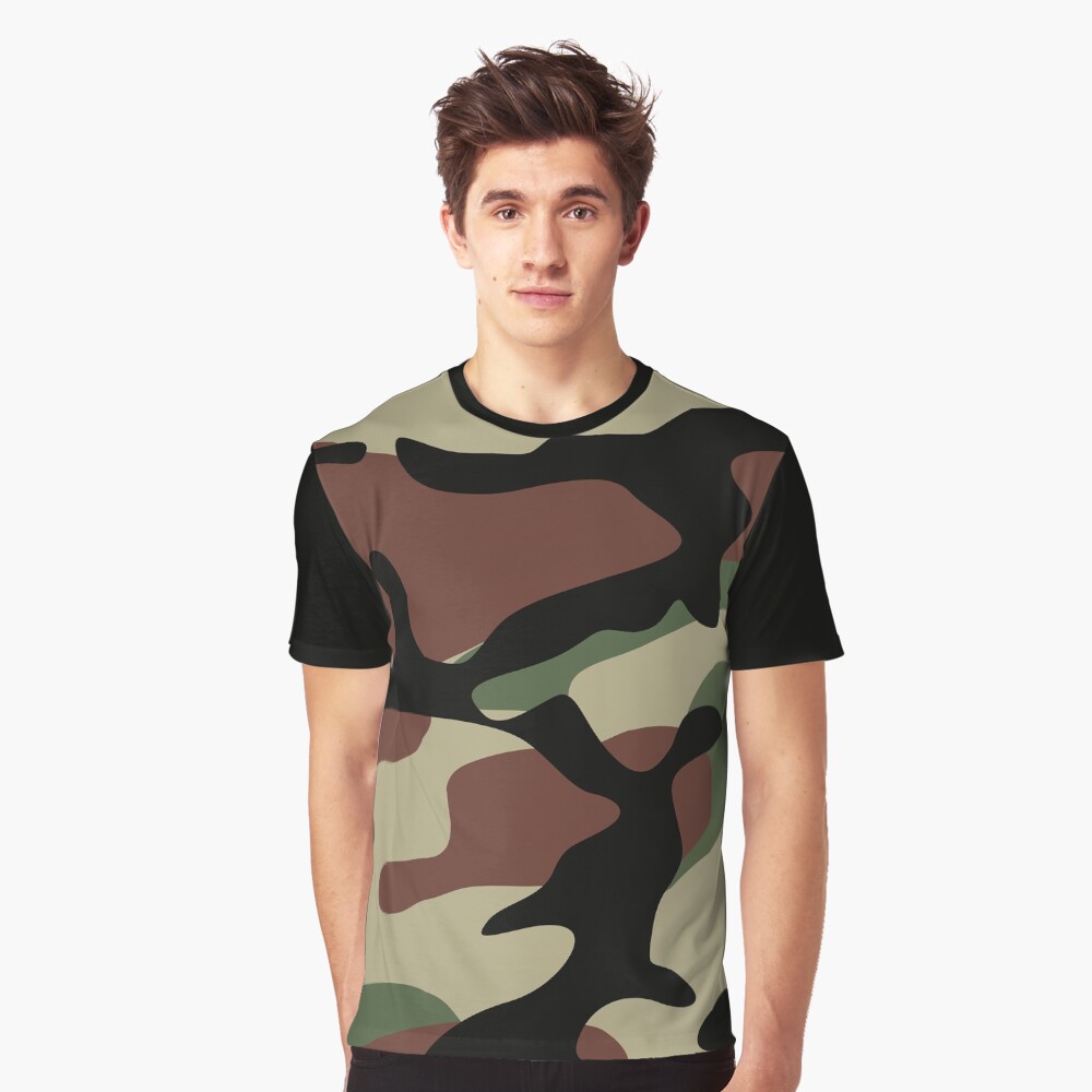 Military Camouflage Pattern Graphic T-Shirt