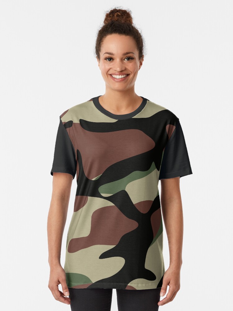 Alternate view of Military Camouflage Pattern Graphic T-Shirt