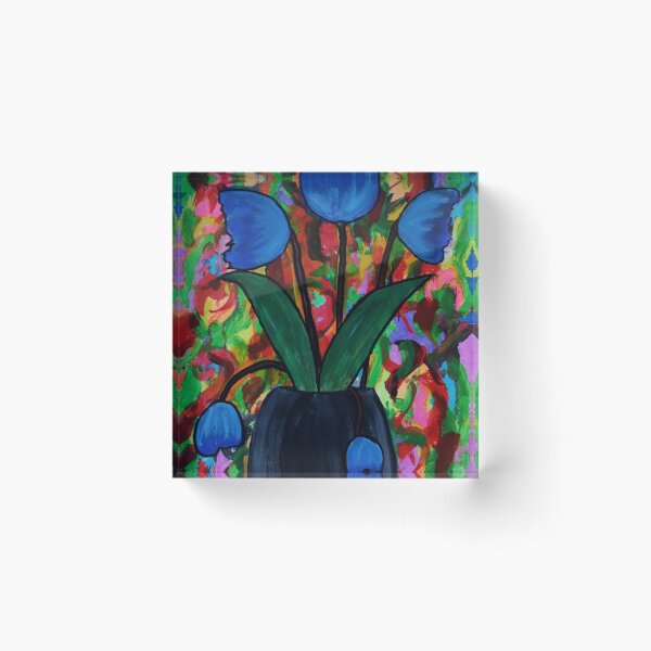 Item preview, Blue Tulips in black vase designed and sold by George Hutton Hunter.