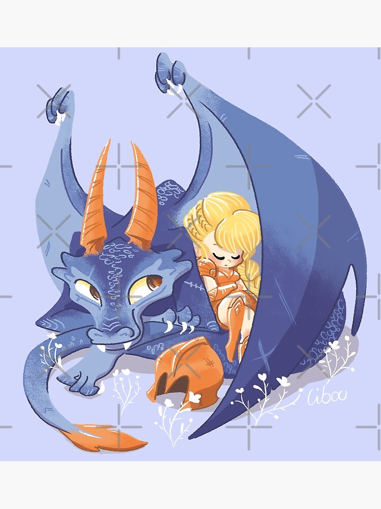 Aperçu 3 sur 3. Impression artistique avec l'œuvre Dragon violet mignon créée et vendue par Libou.