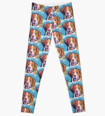 Brittany Spaniel Bright colorful pop dog art Leggings