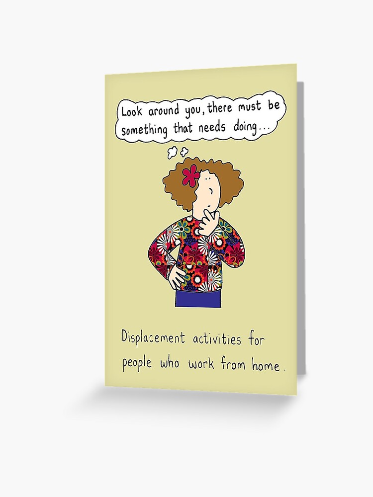 Working From Home Cartoon Greeting Card By Katetaylor Redbubble