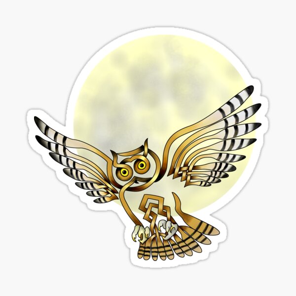 Celtic Knot Owl Moon Sticker