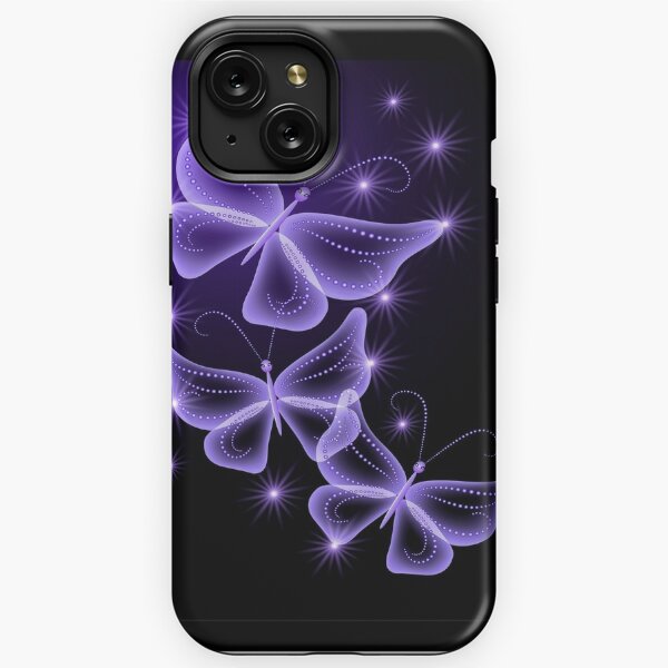 1pc Fashionable Square Shaped Phone Case With Purple Butterfly