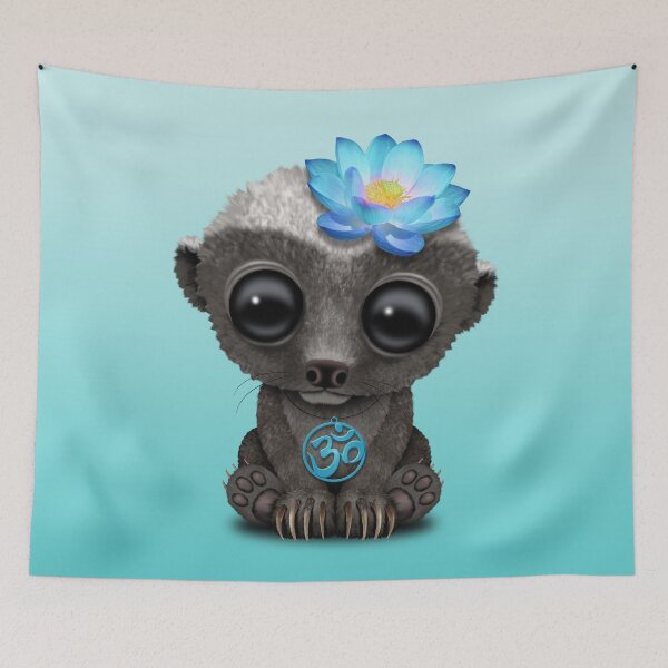 Item preview, Zen Honey Badger with Blue Yoga Om Symbol designed and sold by JeffBartels.