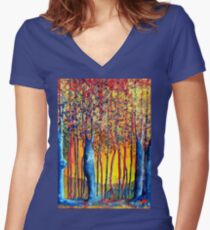 Poplars at daybreak Women's Fitted V-Neck T-Shirt