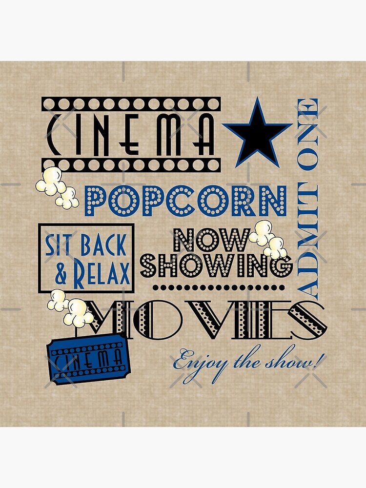 Thumbnail 3 of 3, Throw Pillow, Movie Theater Cinema Admit one ticket Pillow-Blue designed and sold by littlebeane.