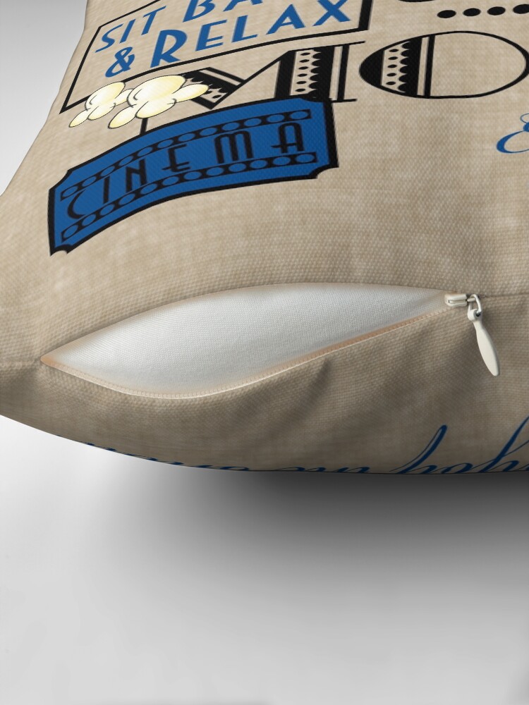 Thumbnail 2 of 4, Pillow, Movie Theater Cinema Admit one ticket Pillow-Blue designed and sold by littlebeane.