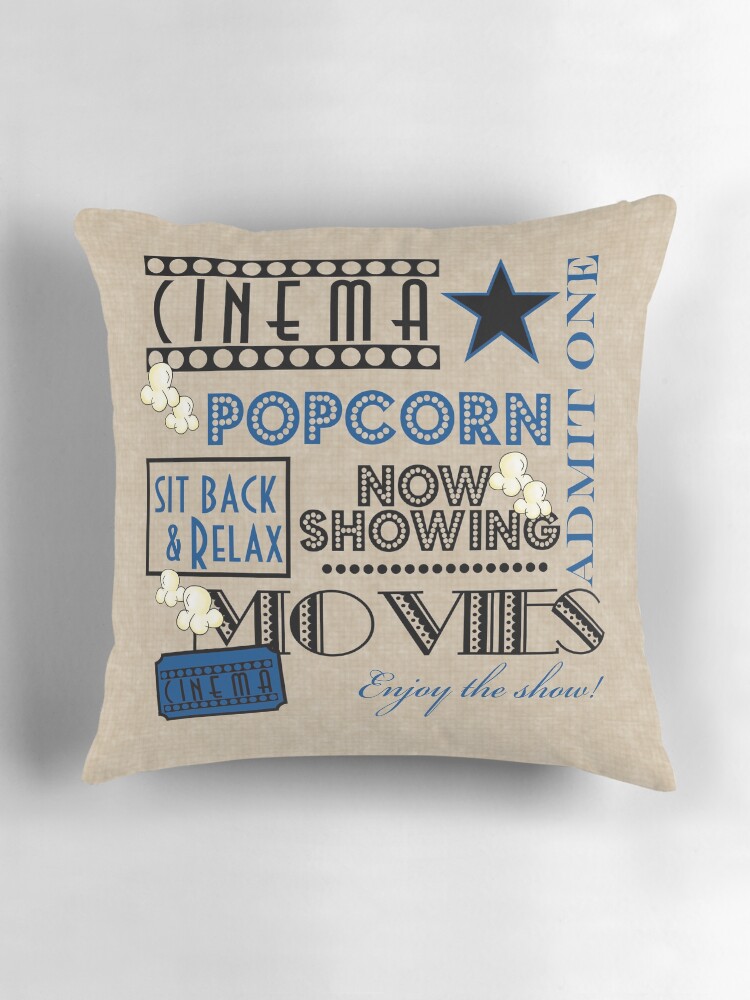 Thumbnail 3 of 4, Pillow, Movie Theater Cinema Admit one ticket Pillow-Blue designed and sold by littlebeane.