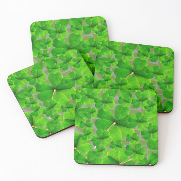 Falling Shamrock Pattern with Celtic Background Coasters (Set of 4)