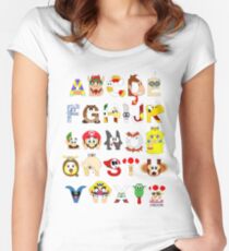 Super Mario Alphabet Women's Fitted Scoop T-Shirt