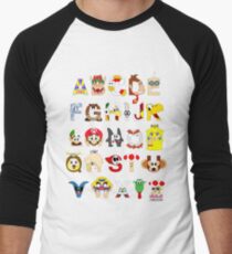 Super Mario Alphabet Men's Baseball ¾ T-Shirt