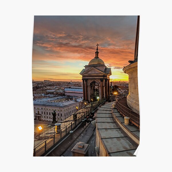 Magical sunset on Saint Petersburg Poster