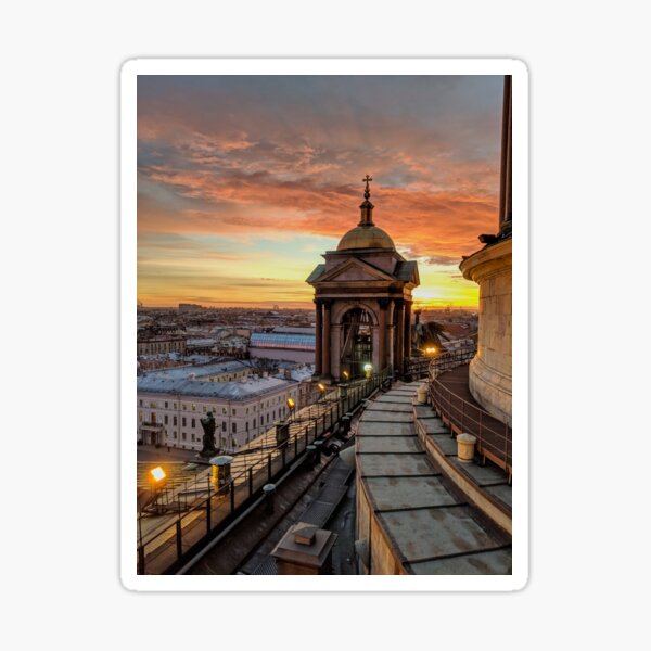 Magical sunset on Saint Petersburg Sticker