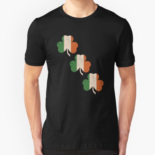 Three Shamrocks - Distressed, Vintage Style Slim Fit T-Shirt
