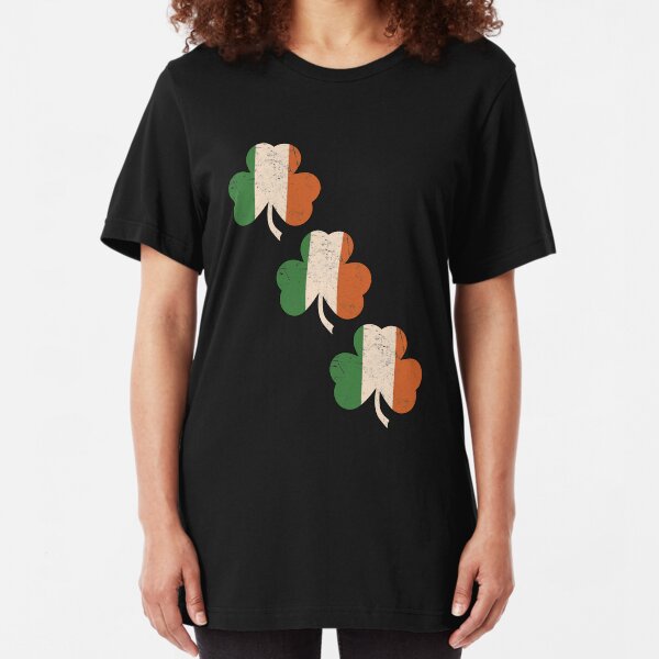 Three Shamrocks - Distressed, Vintage Style Slim Fit T-Shirt