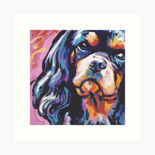 cavalier king charles spaniel Dog Bright colorful pop dog art Art Print