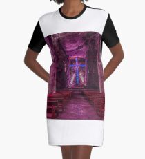 Zipaquira Salt Mine Cathedral Graphic T-Shirt Dress