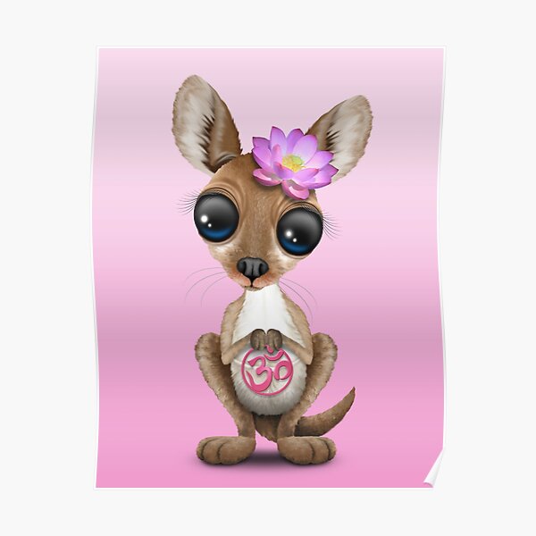 Zen Baby Kangaroo with Blue Yoga Om Symbol Zen Baby Kangaroo with Blue Yoga Om Symbol