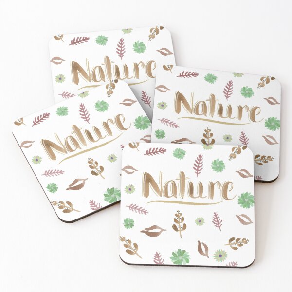 Item preview, Brown Watercolor Brush Lettering - Nature with Leaves and Flowers on White designed and sold by Karen McFarland.