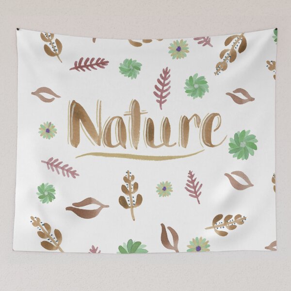 Item preview, Brown Watercolor Brush Lettering - Nature with Leaves and Flowers on White designed and sold by Karen McFarland.