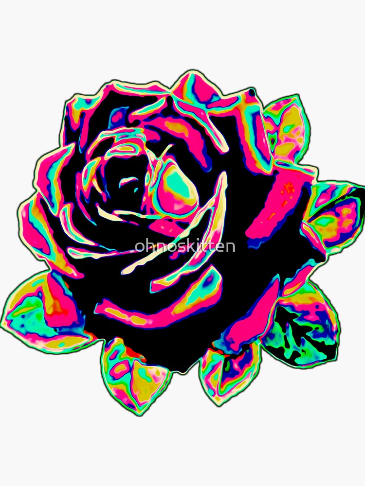 "Neon electric rose" Sticker for Sale by ohnoskitten Redbubble