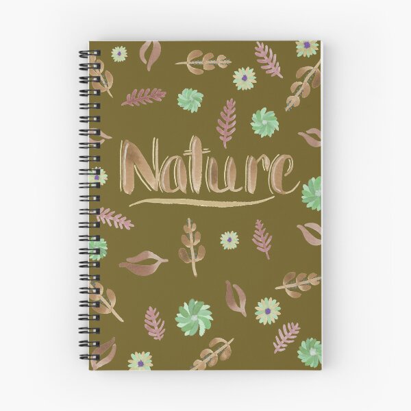 Item preview, Brown Watercolor Brush Lettering - Nature with Leaves and Flowers on Dark Olive Yellow designed and sold by Karen McFarland.
