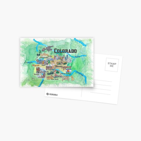 Item preview, USA Colorado State Travel Poster Illustrated Art Map designed and sold by artshop77.