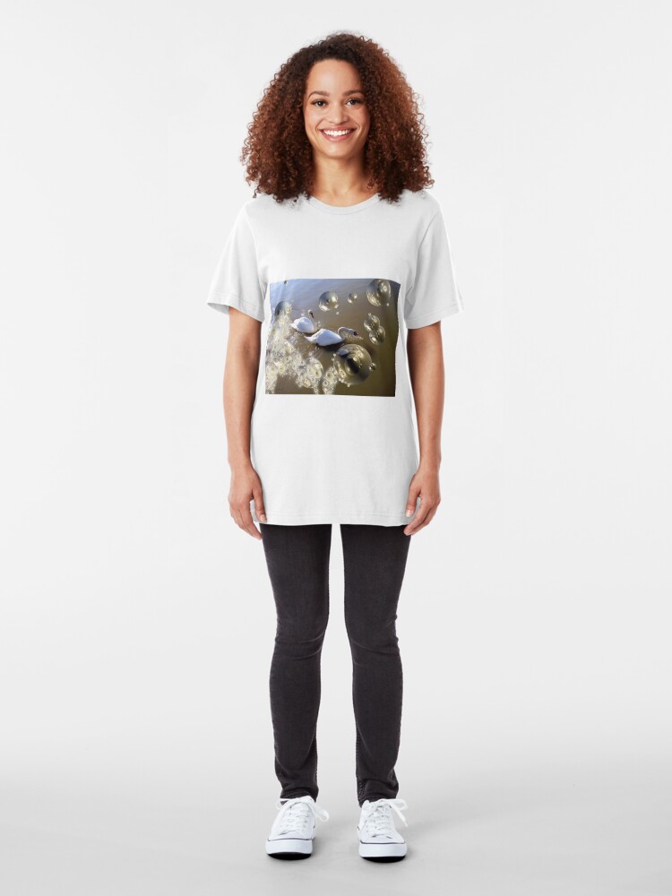 Alternate view of Swan bubbles Slim Fit T-Shirt