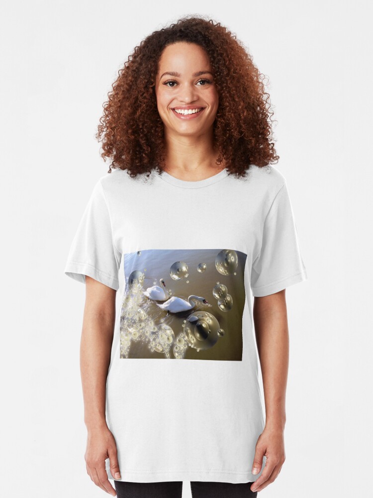Alternate view of Swan bubbles Slim Fit T-Shirt