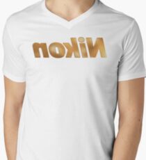 Nokin/Nikon Gold Textured Mirror Men's V-Neck T-Shirt