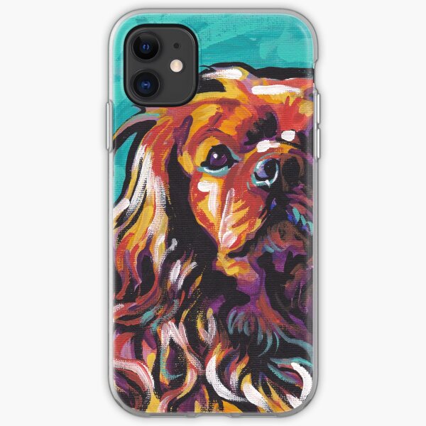 cavalier king charles spaniel Dog Bright colorful pop dog art iPhone Soft Case