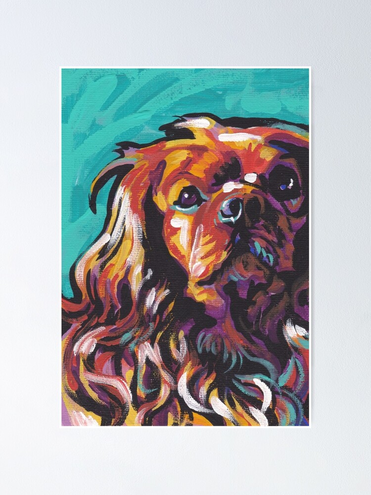 "cavalier king charles spaniel Dog Bright colorful pop dog art" Poster