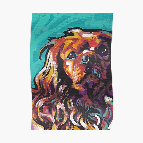 "cavalier king charles spaniel Dog Bright colorful pop dog art" Poster