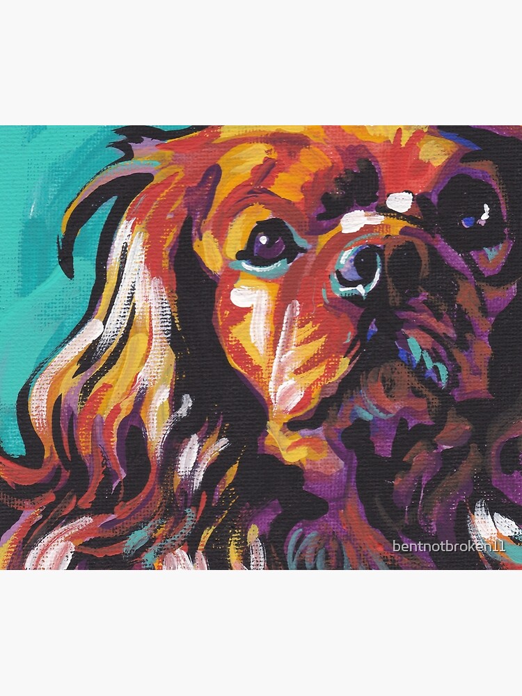 cavalier king charles spaniel Dog Bright colorful pop dog art by bentnotbroken11