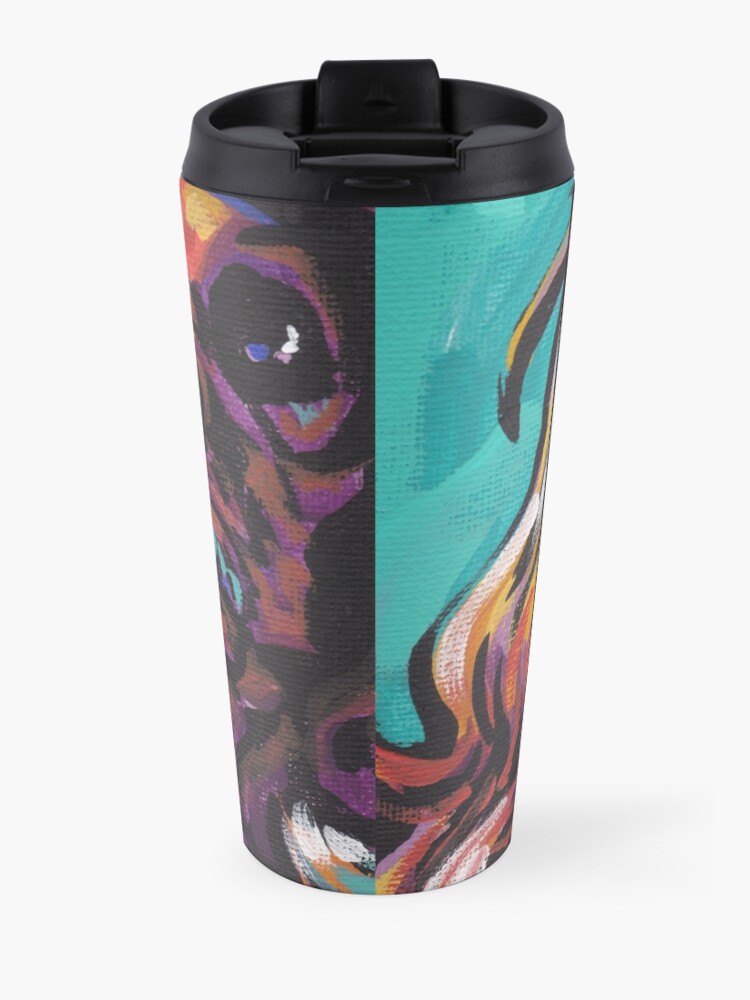 Alternate view of cavalier king charles spaniel Dog Bright colorful pop dog art Travel Mug